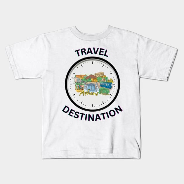 Travel to Athens Kids T-Shirt by Voxen X